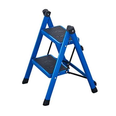 Imagem de Escadas dobráveis escadas pequenas escada de 2 degraus escada dobrável de um lado com pedal largo antiderrapante e suportes de reforço escada de metal resistente (cor: Escada K) (Escada B)
