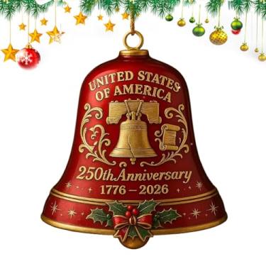 Imagem de Ornamentos de sino para árvore de Natal, decoração de feriados, pingente de sinos patrióticos decorativos - Enfeite de Natal multiuso para festas, reuniões de família, feriados, peitoris de janela