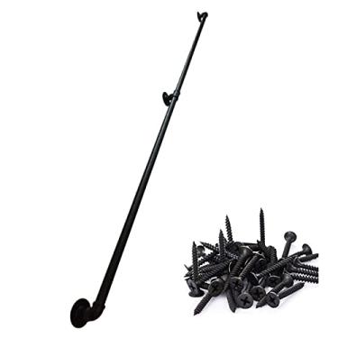 Imagem de Corrimão de tubulação/corrimão de escada de ferro forjado a vento industrial, loft interno doméstico contra a parede alça de jardim de infância antiderrapante antigo, preto (1 pés-6 m) (tamanho: 5,2 m