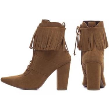 Imagem de Bota Feminina Bico Fino, Salto Alto, Cano Médio Caramelo-Feminino