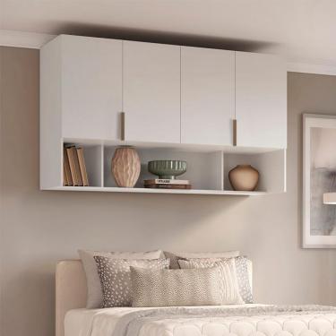 Imagem de Guarda-Roupa Modulado Aéreo Altezza Clean 4 Portas Branco 150 cm