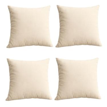 Imagem de Trendy Home 20 x 20 100% algodão natural enchimento de travesseiro (conjunto de 4), almofadas de cama e sofá hipoalergênico, enchimento decorativo de almofada de sofá para casa ao ar livre (algodão