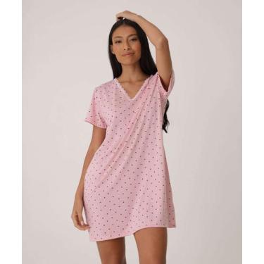 Imagem de Camisola Estampa Coração Manga Curta Marisa-02046, Rosa, GG