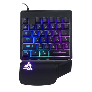 Imagem de Teclado Gamer Semi-Mecânico de Mão Única com Leds RGB, Teclas Anti-Ghost, Conexão USB