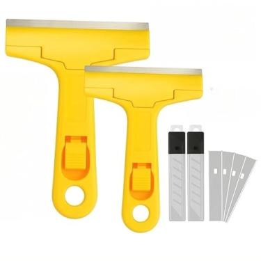 Imagem de Kit 2 Raspadores Profissionais Multifuncionais Com 8 Laminas Extras Para Limpeza De Vidro Box Pisos Ceramica Azulejo