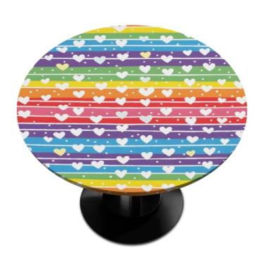 Imagem de hongjinglin Toalha de mesa redonda com borda elástica para dia dos namorados toalha de mesa redonda limpa para ambientes internos e externos, pátio, jantar, cozinha, festival, decoração para mesas de