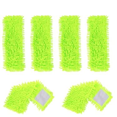 Imagem de Pacote com 6 almofadas de esfregão de chenille compatíveis com 3 M Scotch-Brite M-005 esfregões de chão, substituições reutilizáveis Scotch Brite para limpeza a seco e úmida de piso de madeira