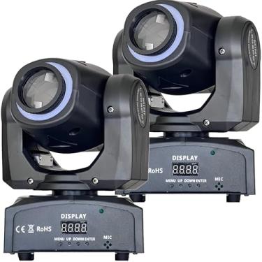 Imagem de Kit 2 Moving Head LED Spot 60W, 8 Cores, 8 Gobos, DMX, Sensor de Som, Automático, com Fita LED, Iluminação Profissional para Festas e Eventos
