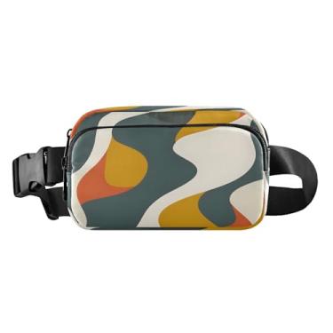 Imagem de CEBUGI Pochetes de caminhada para homens e mulheres, fundo abstrato, moderno, resistente à água, com cinto ajustável para treino, viagem, corrida