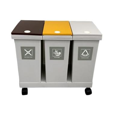 Imagem de AFXGUSD Lixeira de Cozinha com Rodas, para Banheiro, Lavanderia E Escritório, 36l 3 Compartimentos, Tamanho real