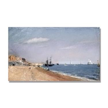 Imagem de NHLDZYH John Constable Pintura de paisagem romântica famosa impressão de arte em tela pintura de paisagem inglesa decoração de parede para sala de estar. (praias e garimpeiro). 30 x 51 cm apenas tela.