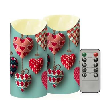 Imagem de Wassud Pacote com 2 velas simples coração amor sem chama com controle remoto, velas realistas cintilantes com temporizador, velas decorativas para Natal, casamento, festa, decoração de casa, médio