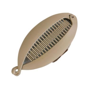 Imagem de Grampo De Cabelo Banana - Grampo Oval SóLido, Adequado Para Rabos De Cavalo(Bege)