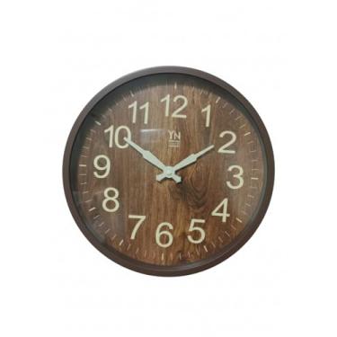 Imagem de YIN Relógio de Parede Analógico, Design Rústico em Madeira, Números Luminosos, 30 cm, Marrom