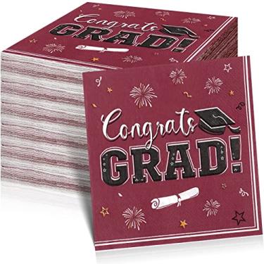 Imagem de 200 peças de guardanapos de festa de formatura, guardanapos de papel colorido para convidados de formatura 2023, toalhas de mão de papel decorativas para festas de formatura
