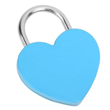 Imagem de Generic Cadeado de Bloqueio de Coração Requintado Colorido para Caixa de Jóias Coleção de Bloqueio de Chave para Crianças e Amigos Suprimentos de Artesanato de Metal (Azul)
