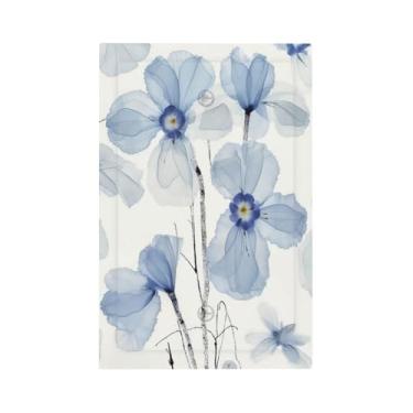 Imagem de Naiqadnehz Placa de cobertura para interruptor de luz, flores azuis, minimalista, 1 grupo, sem dispositivo, placa de parede em branco, capas decorativas para tomada elétrica para sala de estar