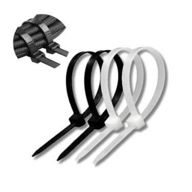 Imagem de Kit com 100 Unidades Abraçadeira de Nylon 20cm×7,6 mm Preta Trava para Organização de Cabos e Objetos