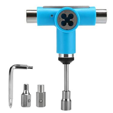 Imagem de Ferramenta T All in One para Skate Multifuncional com Chave e Parafusadeira Aperto Reparo Montagem Troca de Rodas Limpeza Lixa Grip Rolamento Longboard