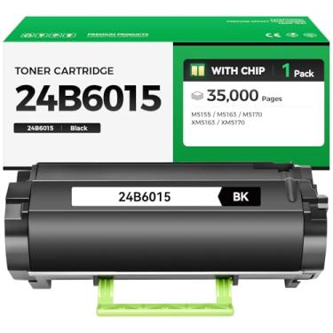 Imagem de caink Cartucho de toner preto 24B6015 com chip de alto rendimento 1 pacote de substituição para Lexmark 24B6015 cartuchos de toner compatíveis com Lexmark M5155 M5163 M5170 XM5163 XM5170 Tinta de