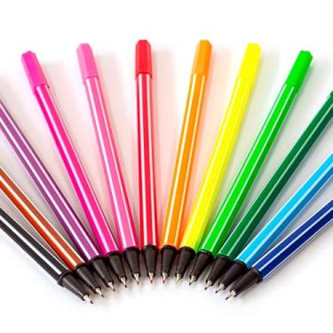 Imagem de Canetinhas Fine Line, 12 Cores Vibrantes, Ponta Fina 0.4mm, Tinta à Base de Álcool, 16.5cm, para Colorir e Desenhar