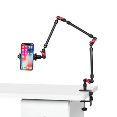 Imagem de Braço mágico com braçadeira, suporte de câmera articulado longo, suporte ajustável para celular, rotação de 360°, braço de microfone para microfone, luzes de LED, para telefone, tripé, mesa, mesa