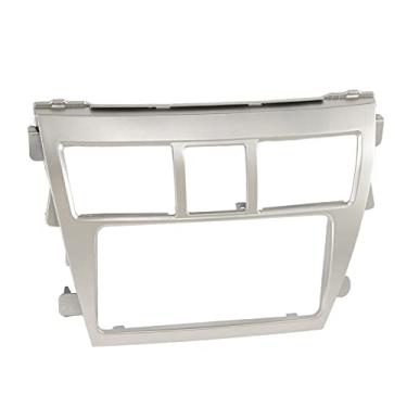 Imagem de aqxreight 2Din Rádio Estéreo Fascia Frame Dash CD Painel Guarnição Decoração Prata Substituição para Vios Belta Atraente um Atraente Elegante para Fascia CD Painel 2006-2012 para Controle