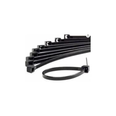 Imagem de Abraçadeira de Nylon Preta, 30cm x 3,6mm, 100 Unidades, Resistente UV, para Organização de Cabos e Fios, Material Nylon 66