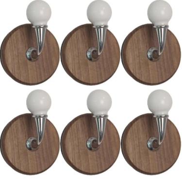 Imagem de 6 ganchos magnéticos coloridos para uso pesado, gancho magnético forte de neodímio, cabide magnético para geladeira, porta de metal, armário para pendurar toalha, casaco, bolsa, guarda-chuva (branco)