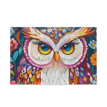 Imagem de 1000 peças de quebra-cabeça colorido floral coruja escura madeira e material de papel, quebra-cabeças para homens