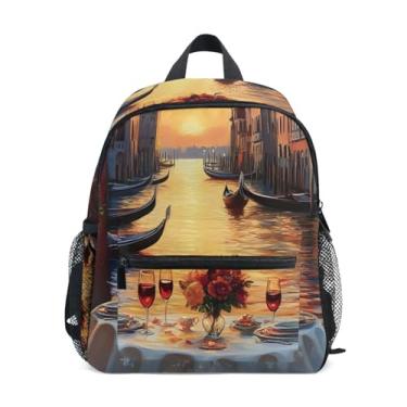 Imagem de GAIGEO Romantic Venice Painting Backpack for Toddler Small Backpack for Girls with Front Pocket, Safety Whistle for Ages 3-8
