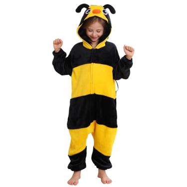 Imagem de SimZoo Pijamas de animais infantis, fantasia cosplay de abelha, para meninos, meninas, roupa de dormir, unissex, peça única, 4-13 anos, Abelha, 10-11 Anos