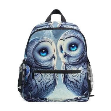 Imagem de GAIGEO Cute Owl Print Moon Boho Mini Toddler Backpack Toddler Backpack for Boys with Front Pocket, Safety Whistle for Ages 3-8
