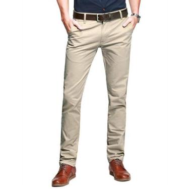 Imagem de Calças masculinas combinam, finas, cônicas, com frente plana, damasco,