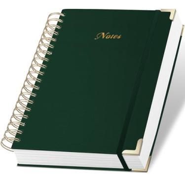 Imagem de ALKALO Caderno em espiral, caderno pautado universitário com capa dura de linho de 328 páginas, diários grossos forrados para mulheres e homens, diário espiral grosso B5 para escrever, papel 100GSM