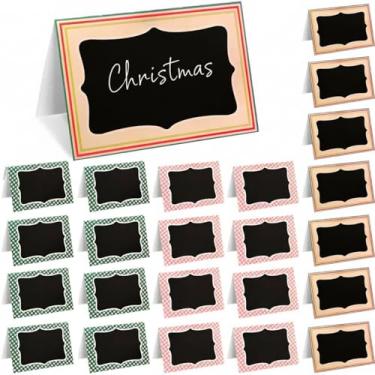 Imagem de TaoBary 24 peças rosa verde guingão bruxa decoração suprimentos para decoração de festa de Halloween 10 x 15 cm cartões de barraca dupla face mini lousa etiquetas para piquenique, churrasco, casamento