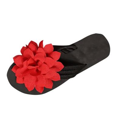 Imagem de Sandálias rasteiras femininas confortáveis, modernas, primavera, verão, estilo casual, Vermelho, 35