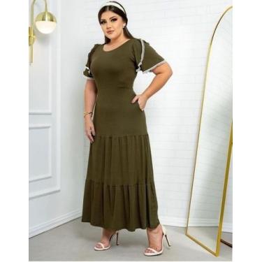 Imagem de Vestido Longo Sofia Moda Evangélica Feminina - Miss Flower, Verde musg