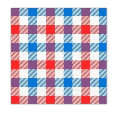 Imagem de Whaline Guardanapo de papel patriótico, descartável, guardanapo de almoço, vermelho, azul, xadrez, xadrez, decorativo, para 4 de julho, artigos de mesa para festa do dia da independência