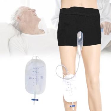 Imagem de Bolsa de suporte para sistema de urina masculina - 500 ml bolsa de urina masculina para incontinência urinária, coletor à prova de derramamento, drenagem urinária para idosos acamados (P)
