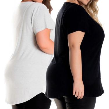 Imagem de Kit 2 Blusas Longline Plus Size Manga Curta Camiseta Grande Tapa Bumbum Feminina-Feminino