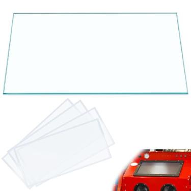 Imagem de Tellegloww Lente de vidro temperado para gabinete de jateamento de areia de 30,5 x 61 cm, 4 peças de capa de lente de 58,4 x 28 cm, película de poliéster, protetor interno de gabinete com jato de