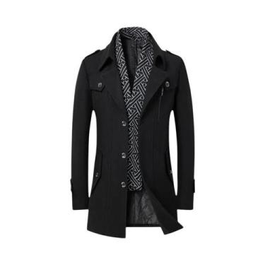Imagem de Casaco De Lã Estiloso E Versátil Para Homens Com Cachecol Para Outono 