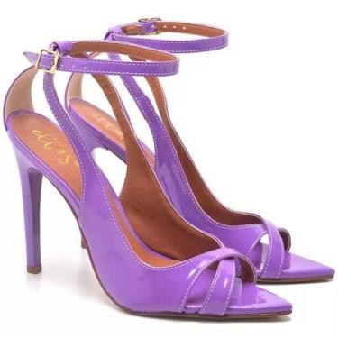 Imagem de Sandália Salto Alto Feminina Bico Folha Verniz Iris - Ella'S, 38, Femi