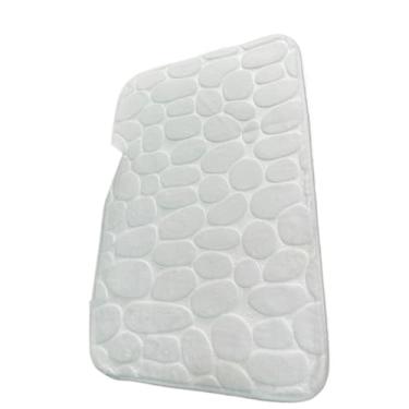Imagem de Tapete de banheiro decoração em relevo de paralelepípedos tapetes antiderrapantes em lavatório banheira, tapete de chão(BRANCO)
