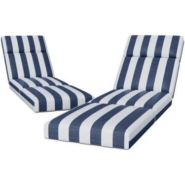 Imagem de 2 almofadas de espreguiçadeira para ambientes externos, 203 x 66 x 10 cm para móveis ao ar livre - Almofada de substituição à prova d'água para sala de estar e pátio, almofada grossa resistente ao