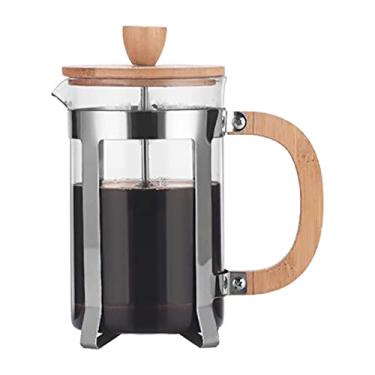 Imagem de Café French Press com Cabo de Madeira Chaleira Vidro Borosilicato Alta Densidade para Pressão Premium Suave Fácil Limpar Ambientalmente Amigável Múlti