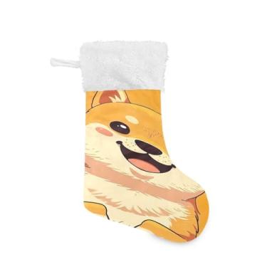 Imagem de ATTX Meias de Natal fofas para cães Kawaii, meias brancas de pelúcia com punho para presente para decorações de festas de fim de ano (48 cm, pacote com 2) #15