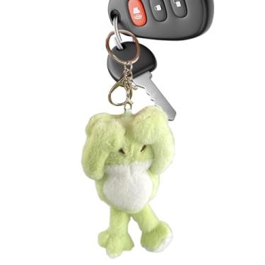 Imagem de Pingente de chave de pelúcia, brinquedo de pelúcia de boneca de sapo de pelúcia,Charme bonito do saco dos bichos de pelúcia da imagem da rã dos desenhos animados | Acessório de mochila macia pingente