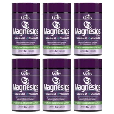 Imagem de Kit Com 6 Magnésio Malato Triplo (Malato, Quelato e Cloreto de Magnésio P.A) 60 Caps Celliv